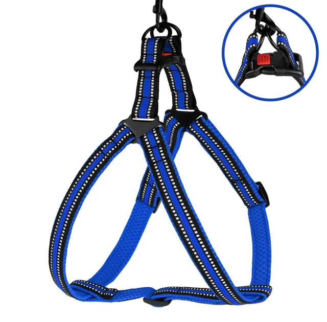 Шлея BronzeDog Mesh Стандарт для собак, сітчастий нейлон, синій, 45-60 см