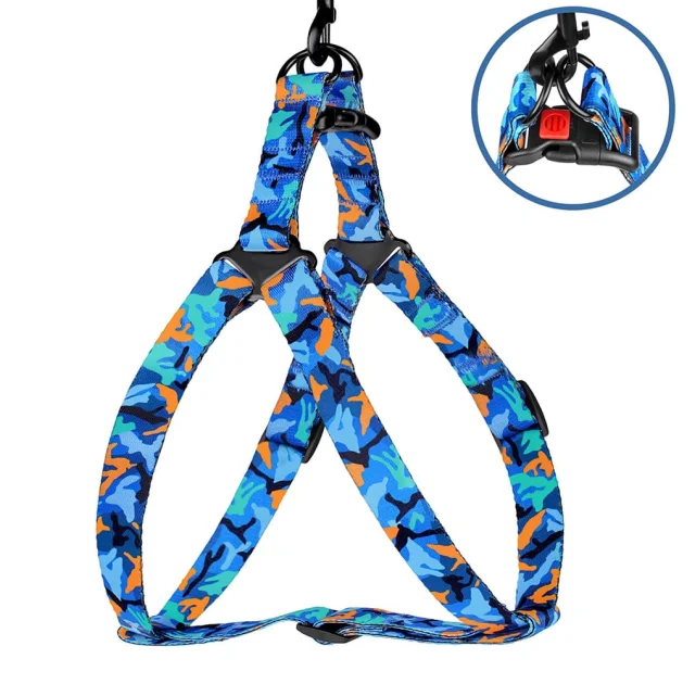 Шлея BronzeDog Camo для собак, нейлон, синій, 40-53 см