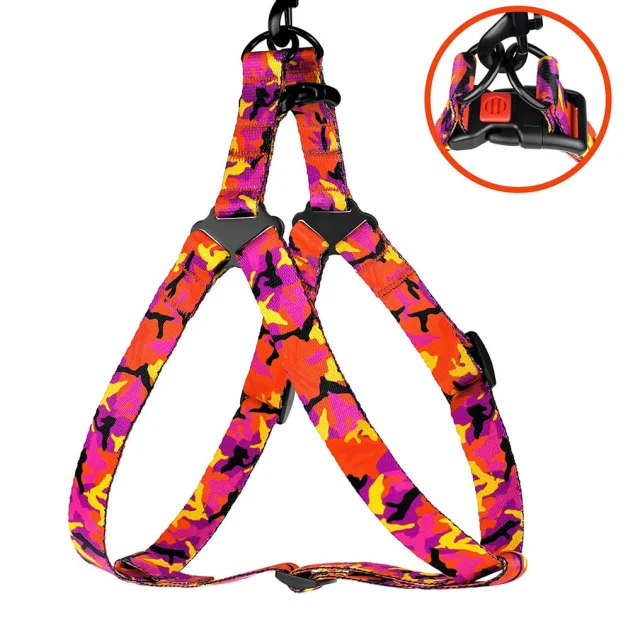 Шлея BronzeDog Camo для собак, нейлон, рожевий, 45-60 см
