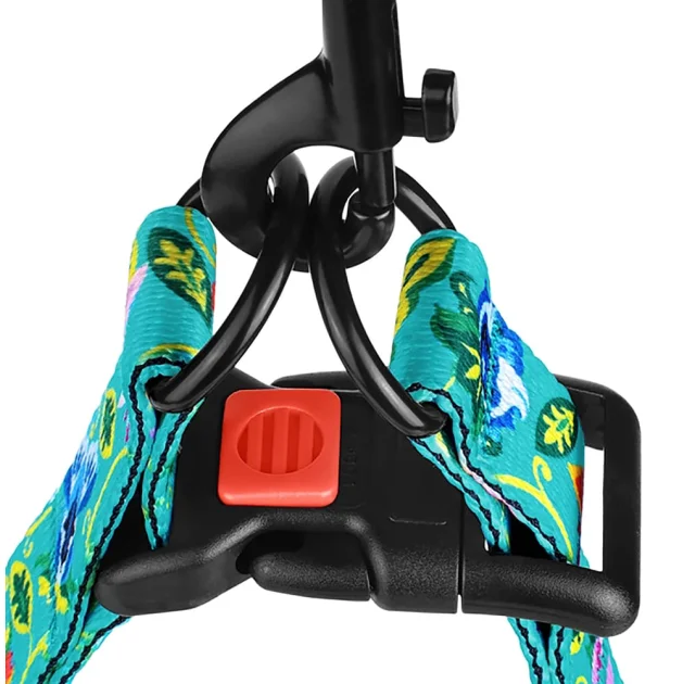 Шлея BronzeDog Folk для собак, нейлон, принт квіти, ментоловий, 57-73 см