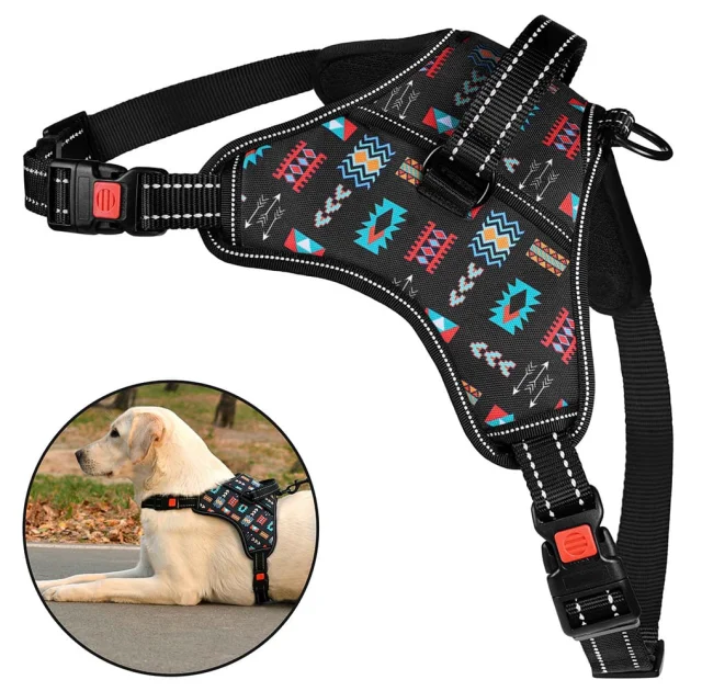 Шлея BronzeDog Urban Comfort для собак, принт ацтеки, 32-38 см, 40-52 см