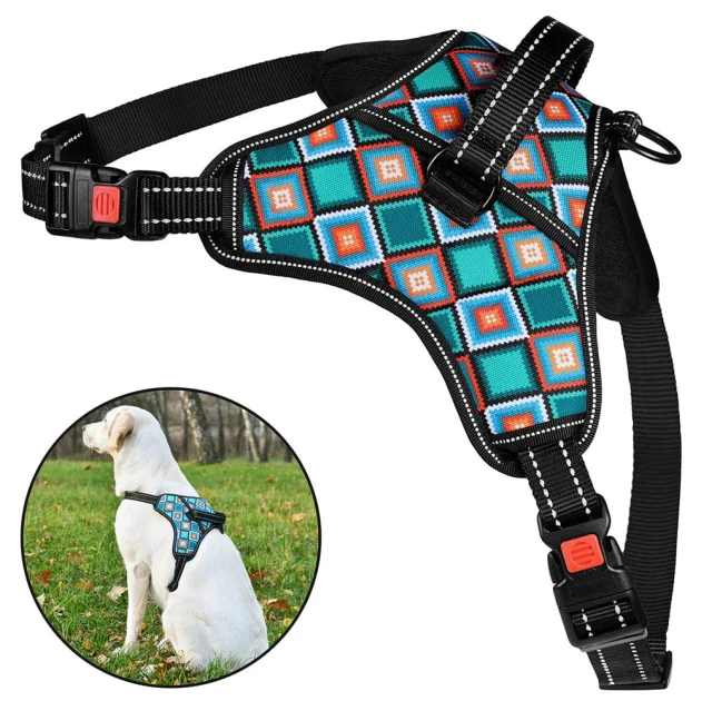 Шлея BronzeDog Urban Comfort для собак, принт ромбы, 38-48 см, 45-57 см