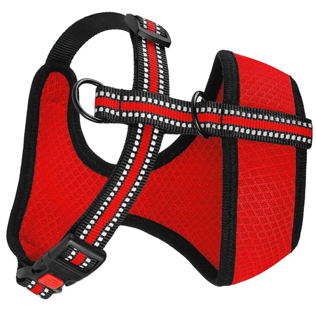 Шлея BronzeDog Mesh для собак дрібних порід, сітчастий нейлон, червоний, 35-38 см