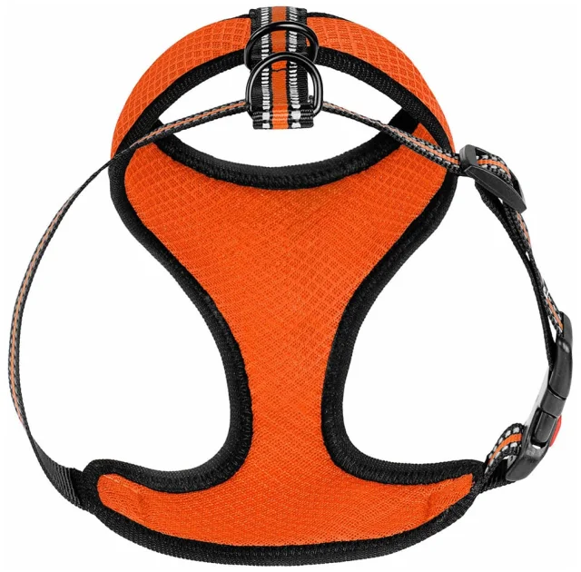 Шлея BronzeDog Mesh для собак дрібних порід, сітчастий нейлон, помаранчевий, 28-33 см