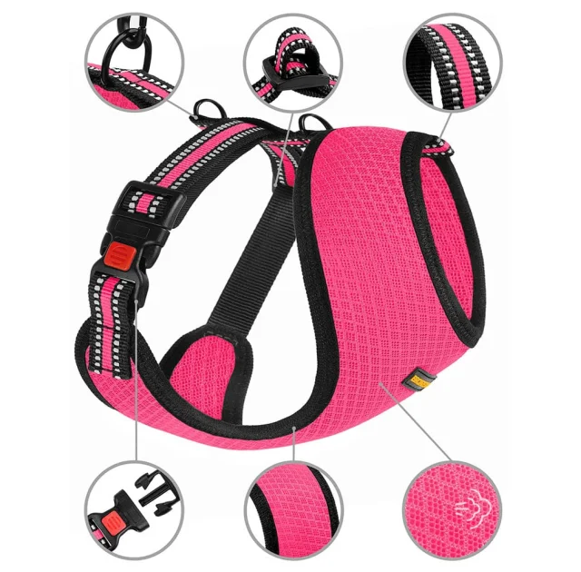 Шлея BronzeDog Mesh для собак дрібних порід, сітчастий нейлон, рожевий, 28-33 см