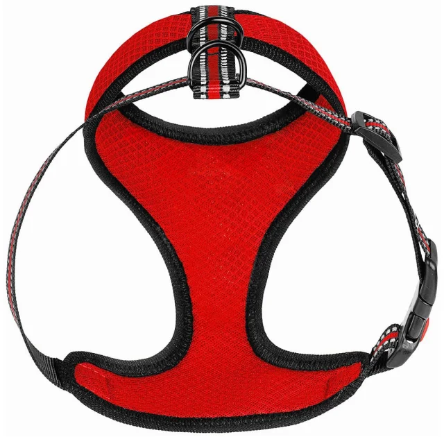 Шлея BronzeDog Mesh для собак дрібних порід, сітчастий нейлон, червоний, 40-46 см