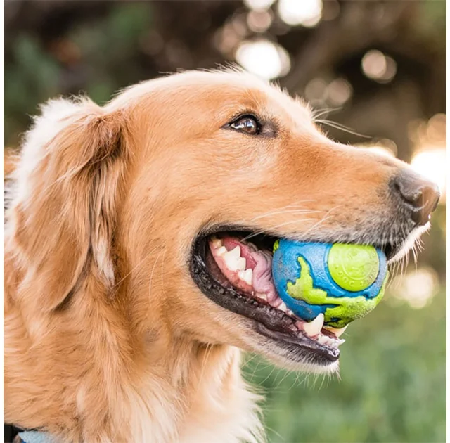 Игрушка для собак Planet Dog Orbee Ball мяч большой, голубой-зелёный, 10 см