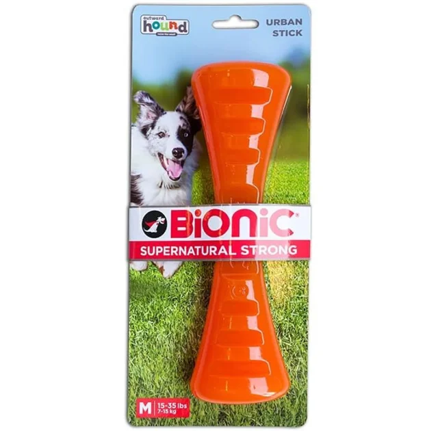 Игрушка Bionic Opaque Stick гантель средняя, для собак 7-16 кг, оранжевая, 22×6.1×4.8 см