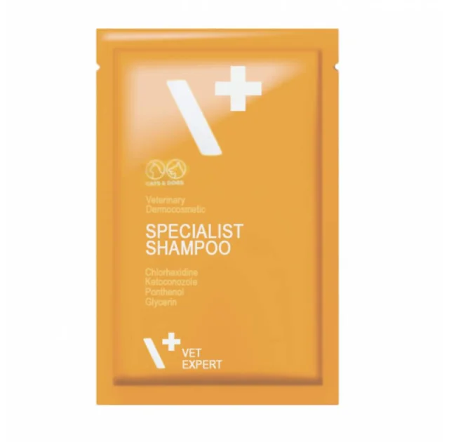 Антибактеріальний протигрибковий шампунь VetExpert Specialist Shampoo для котів та собак, 15 мл×20 сашет