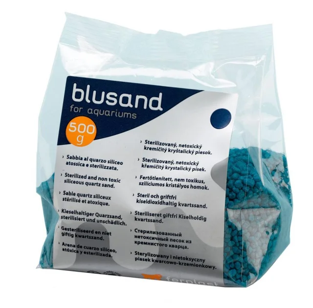 Кварцевый песок Ferplast Blusand Blue для аквариума синий, 500 г