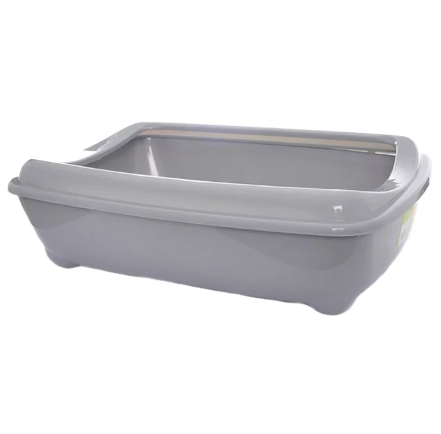 Туалет Moderna Arist-O-Tray Jumbo с бортиком для кошек, светло-серый, 57×43×16.3 см