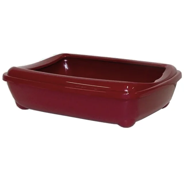 Туалет Moderna Arist-O-Tray Jumbo с бортиком для кошек, бордовый, 57×43×16.3 см