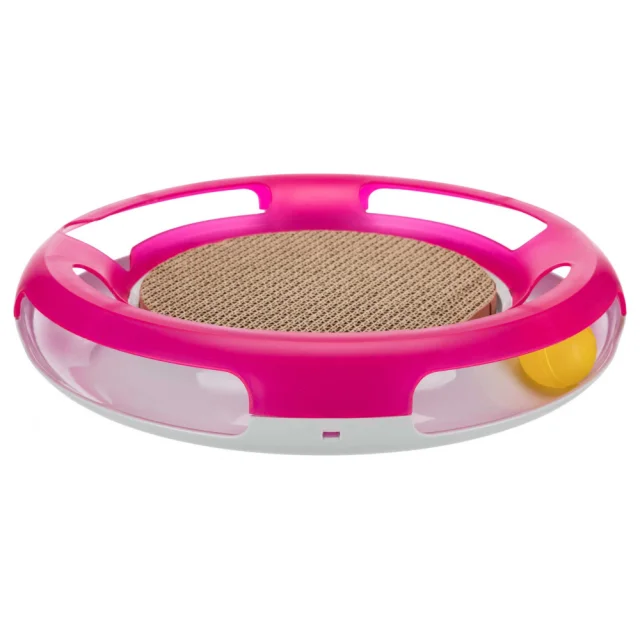 Игрушка Trixie Race & Scratch с драпаком, для кошек, 37 см, розовый