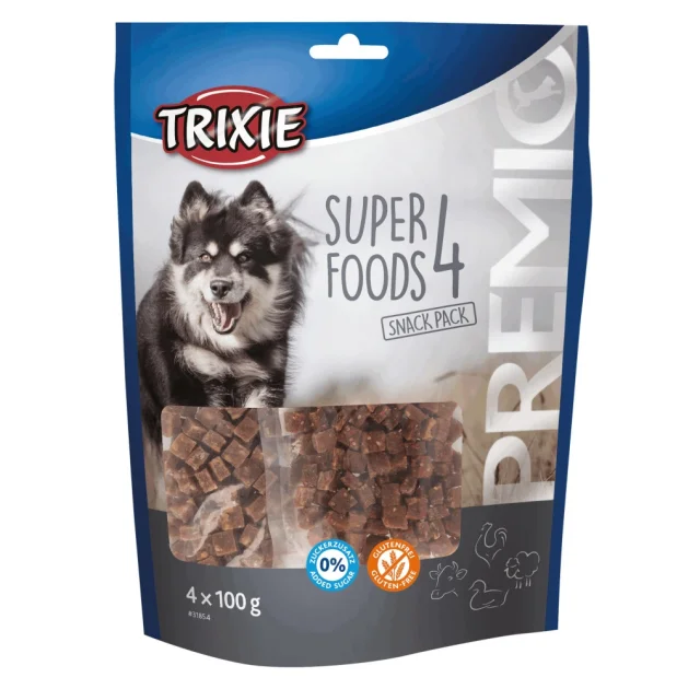 Лакомство Trixie PREMIO 4 Superfoods микс для собак, курица, утка, говядина и баранина, 100 г, упаковка 4 шт