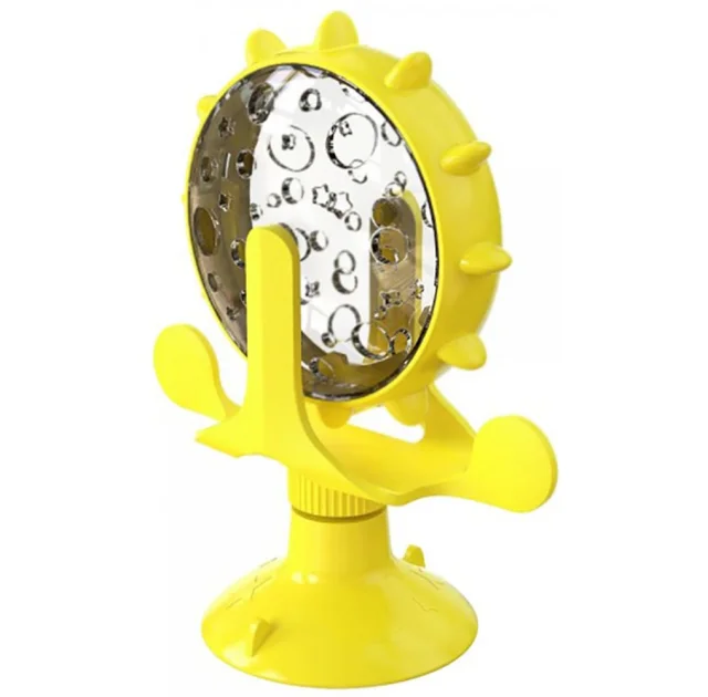 Іграшка-годівниця для котів BronzeDog PetFun, на присосці, жовтий, 14×17 см