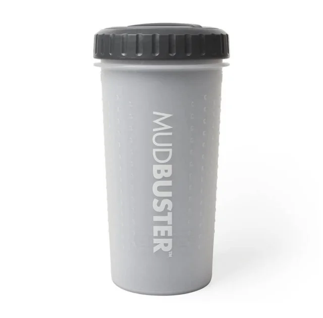 Лапомийка DEXAS MudBuster велика з кришкою, для собак, висота 22 см, діаметр 12 см, світло-сіра