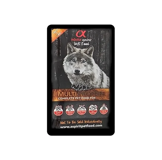 Напіввологий корм Alpha Spirit MultiProtein, свіже м'ясо і риба, для собак різного віку, гіпоалергенний, 200 г