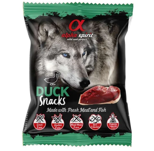 Напіввологі ласощі для собак Alpha Spirit DOG Snacks Duck, кубики з качкою, 50 г