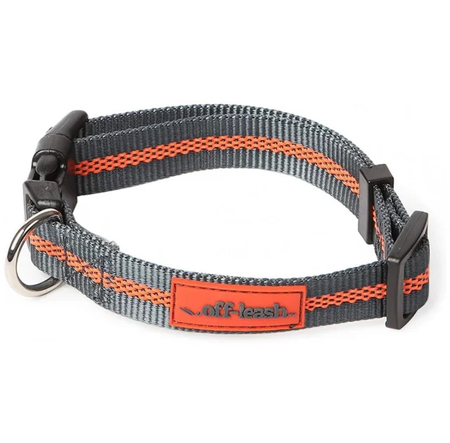 Нашийник DEXAS Off Leash для собак, нейлон, малий, 2 см/25.4-40.6 см, сірий-помаранчевий