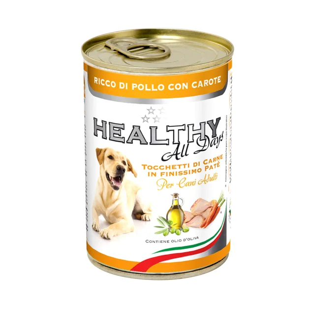 Консерва Healthy All Days, паштет зі шматочками, курятина з морковою, для собак, 400 г