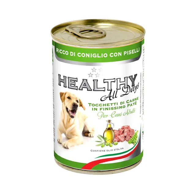 Консерва Healthy All Days, паштет зі шматочками, кролятина з горохом, 400 г
