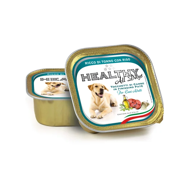 Вологий корм Healthy All Days, паштет зі шматочками, тунець з рисом, для собак, 150 г