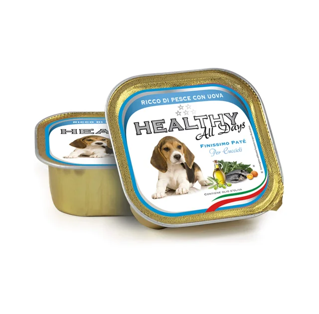 Вологий корм Healthy All Days, паштет зі шматочками, риба та яйця, для цуценят, 150 г
