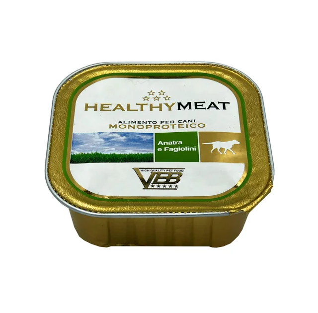 Консерва Healthy Meat монопротеінова, паштет з качкою та зеленою квасолею, для собак, 150 г
