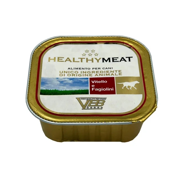 Консерва Healthy Meat монопротеінова, паштет з телятиною та зеленою квасолею, для собак, 150 г