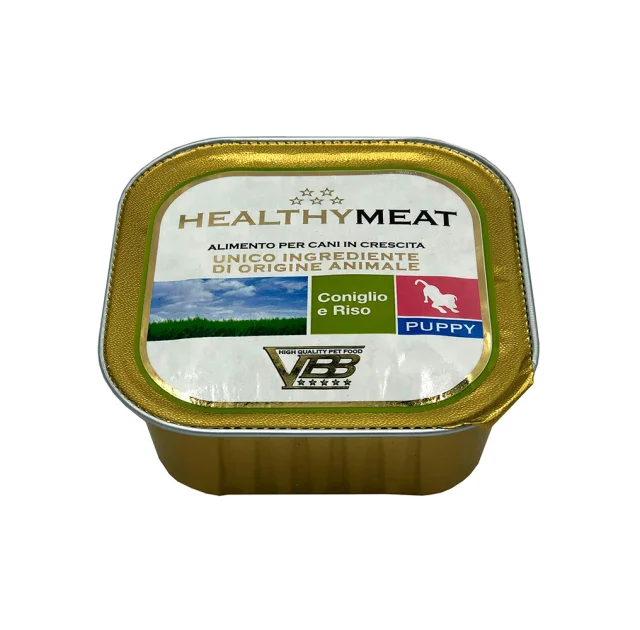Консерва Healthy Meat монопротеиновая, паштет с крольчатиной и рисом, для щенков, 150 г