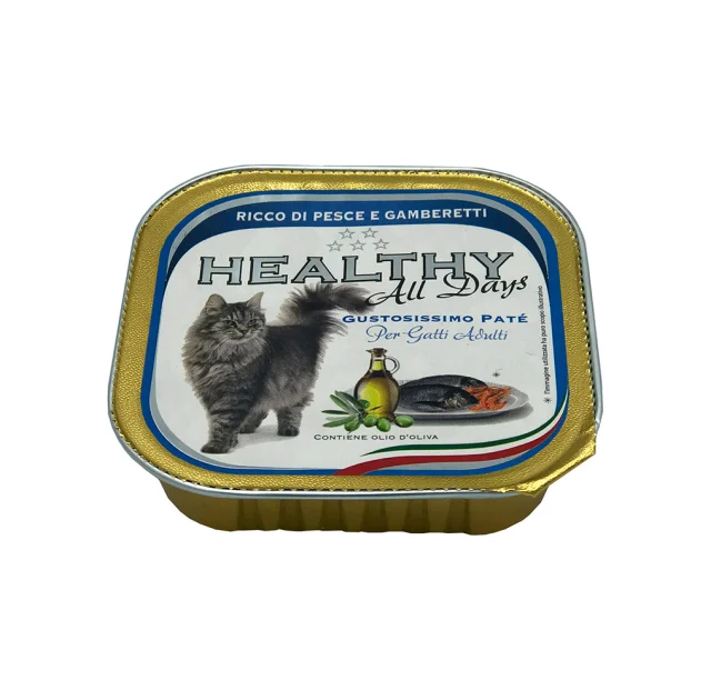 Вологий корм Healthy All Days монопротеіновий, паштет з рибою та креветками, для котів, 100 г