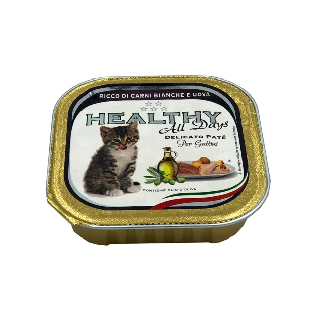 Вологий корм Healthy All Days монопротеіновий, паштет з білим м'ясом та яйцями, для кошенят, 100 г