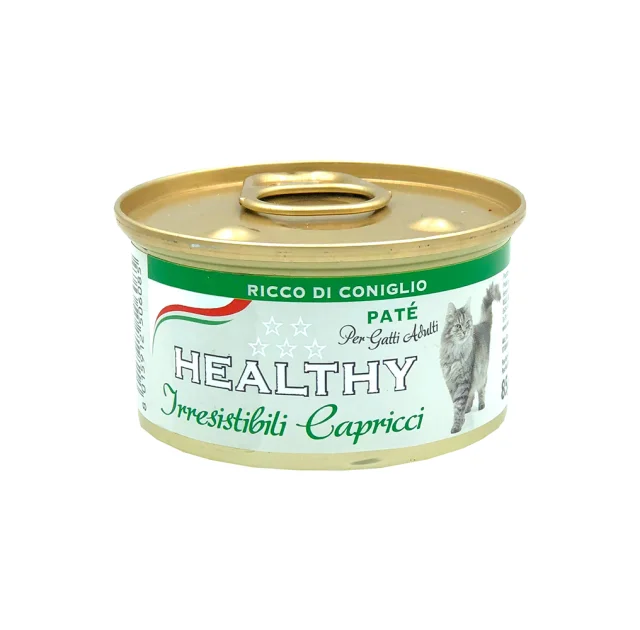 Консерва Healthy Irresistibili Capricci для требовательных кошек, паштет с крольчатиной, 85 г