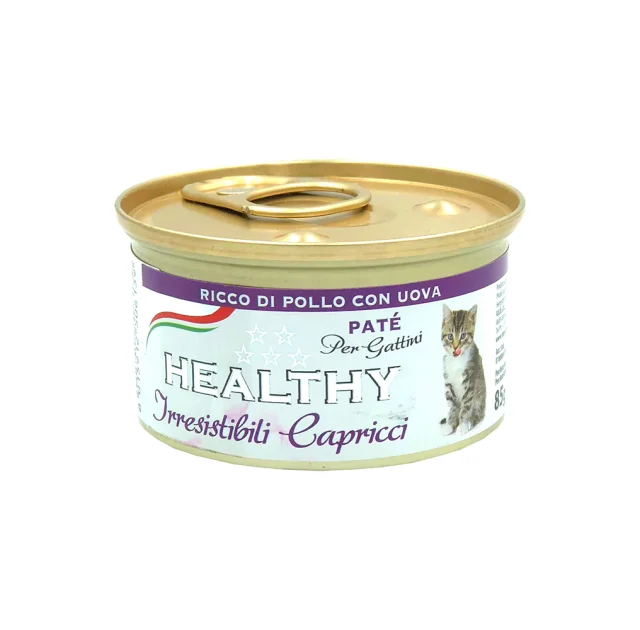 Консерва Healthy Irresistibili Capricci для вибагливих кошенят, паштет з курятиною та яйцями, 85 г