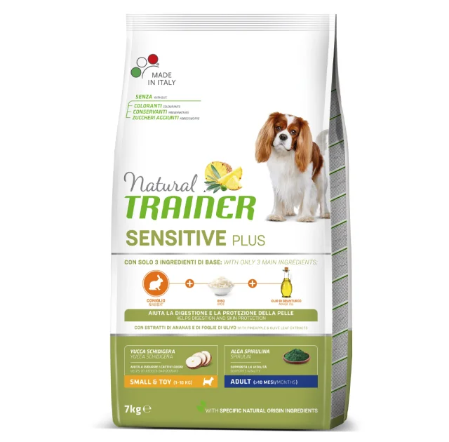 Корм Natural Trainer Dog Sensitive Plus для дорослих собак дрібних порід, монопротеіновий, з кроликом, 7 кг