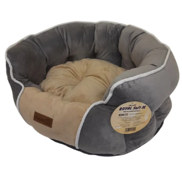 Лежанка AnimAll Royal Soft M GREY - BEIGE для собак и кошек, серо-бежевый, 53×47×21 см