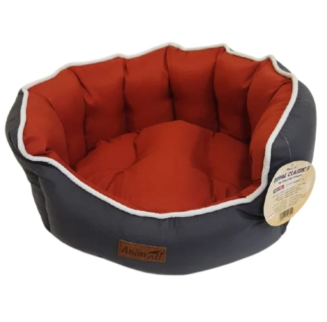 Лежанка AnimAll Rolyal Classic S GRAY - RED для собак и кошек, серо-красная, 48×42×20 см