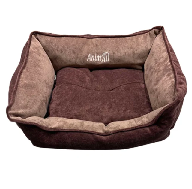 Лежанка AnimAll Nena S VELOURS Berry для собак и кошек, коричневая, 45×35×16 см
