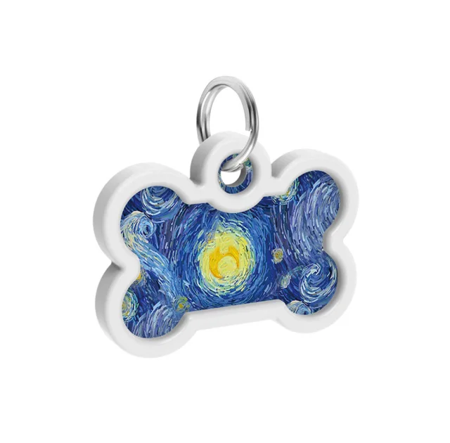 Адресник WAUDOG Smart ID c QR паспортом для собак и котов, металл, рисунок "Водяные лилии", кость, 40×28 мм