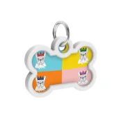 Адресник WAUDOG Smart ID c QR паспортом для собак и котов, металл, "Французский бульдог", кость, 40×28 мм