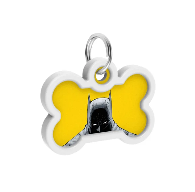 Адресник WAUDOG Smart ID c QR паспортом для собак и котов, металл, рисунок "Бэтмен желтый", кость, 40×28 мм