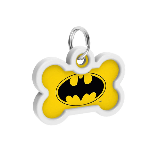 Адресник WAUDOG Smart ID c QR паспортом для собак и котов, металл, рисунок "Бэтмен лого", кость, 40×28 мм