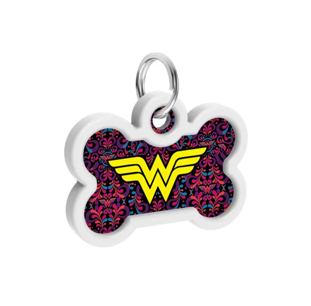 Адресник WAUDOG Smart ID c QR паспортом для собак и котов, металл, рисунок "Чудо-женщина 3", кость, 40×28 мм