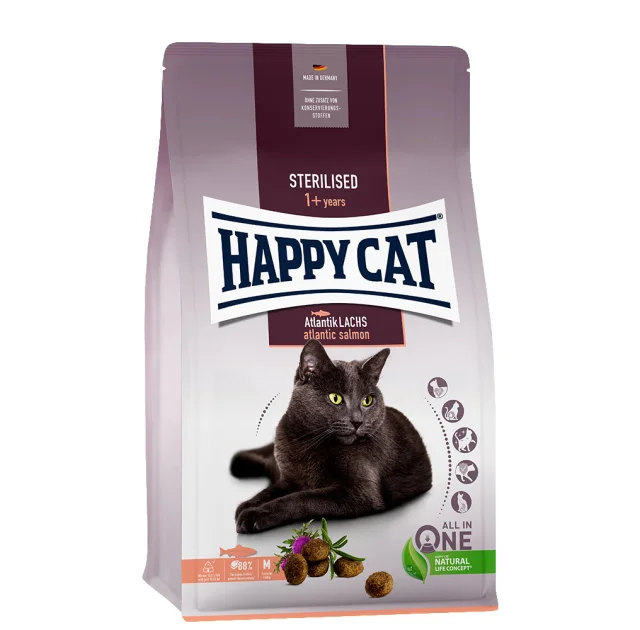 Сухий корм Happy Cat Sterilised Atlantik Lachs для дорослих стерилізованих котів, зі смаком лосося, 300 г