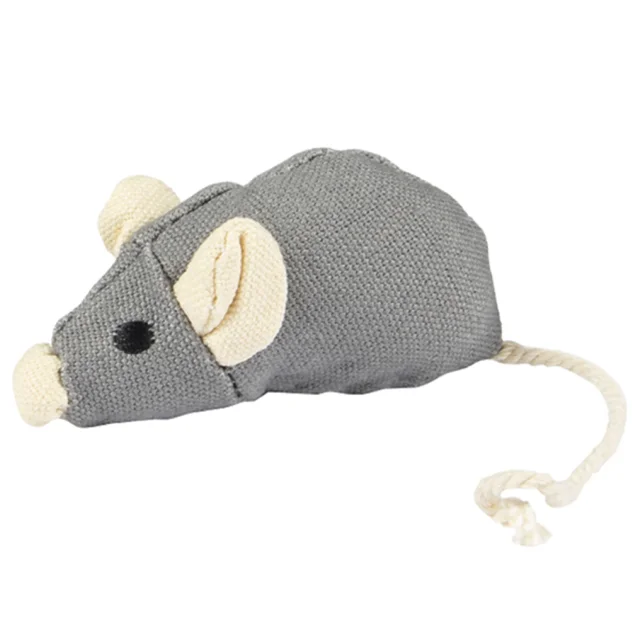 Игрушка Flamingo Natural Fun мышка для кошек, с кошачьей мятой, мягкая, 16×4×3.6 см