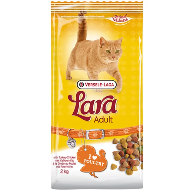 Корм Lara Adult with Turkey & Chicken для дорослих котів, сухий, преміум, індичка з куркою, 2 кг