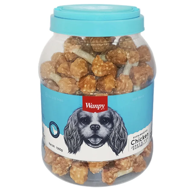 Ласощі Wanpy Chicken Jerky & Rice Dumbells кістка-гантель з в'яленої куркою і рисом, для собак, 1 кг