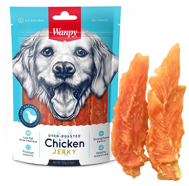 Ласощі Wanpy Chicken Jerky в'ялене куряче філе, для собак, 100 г