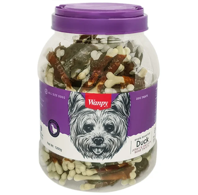Ласощі Wanpy Duck Jerky & Calcium Bone Twists кістка з в'яленої качкою і кальцієм, для собак, 1.2 кг