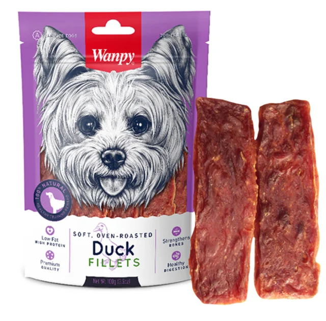 Ласощі Wanpy Soft Duck Fillets в'ялене філе качки, для собак, 100 г